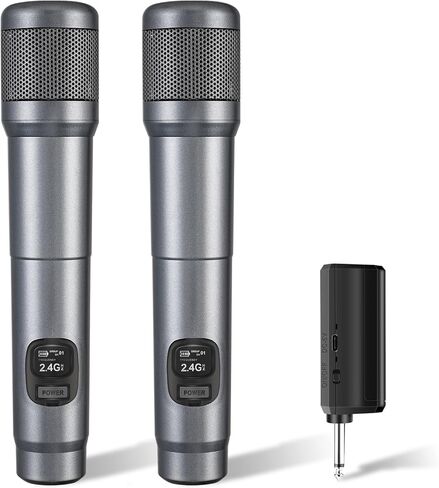 Wireless Microphones, Dual Handheld Dynamic Mic with Ultra-Stable Rechargeable Receiver | 200ft Freedom |Zero Dropouts | 40H Duration |Plug and Play| Karaoke Microphone for Singing, Meeting in Kuwait