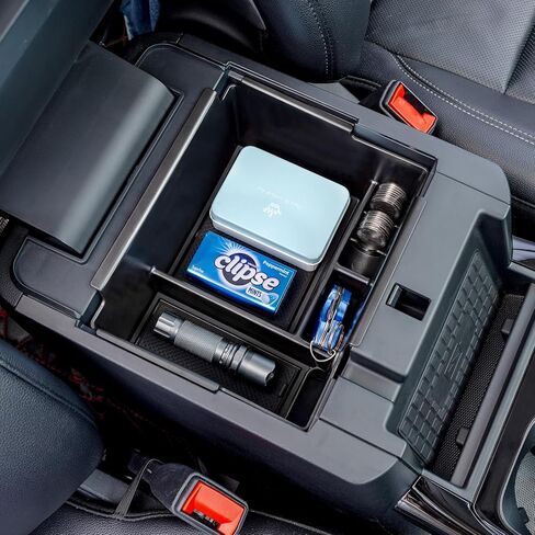 TOPINSTALL Upgraded Deep Console Organizer Tray Compatible with 2020-2025 Ford Explorer (6th Gen) | Armrest Storage Box Insert with Coin Holder & Non-Slip Mats | Interior Car Accessories (Red) in Saudi Arabia