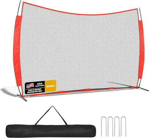 20x10ft Barricade Backstop Net, Ball Sports Barrier Netting, Protection Screen for Baseball Softball Lacrosse Soccer Hockey Training for Backyard with Carry Bag in Kuwait