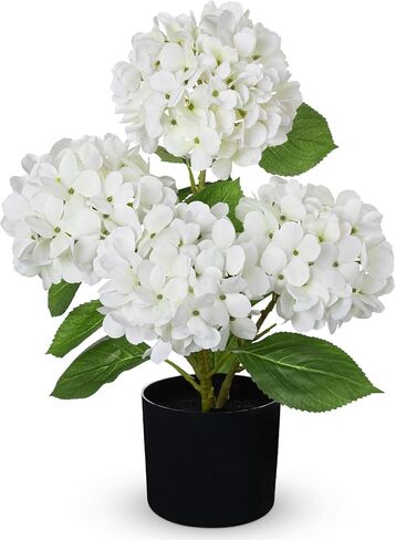 Hollyone زهور بخور مريم الاصطناعية نبات بوعاء زهور الحرير وهمية النباتات في وعاء أبيض زهور بخور مريم فو الأحمر in Kuwait