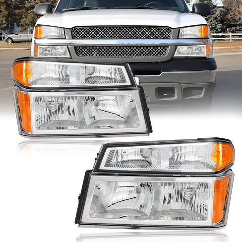 LED DRL Headlights Compatible with 2004-2012 Chevy Colorado & GMC Canyon Headlamp Amber Reflector Chrome Housing Left Right 2PC Replacements in Kuwait