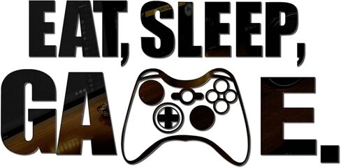 ملصق حائط على شكل مرآة للعبة Eat Sleep، ملصق جداري للألعاب من الأكريليك، ديكور غرفة الألعاب، علامة اقتباس فنية للحائط للأولاد والبنات والرجال وغرفة النوم وغرفة اللعب وغرفة الفيديو (فضي) in Kuwait