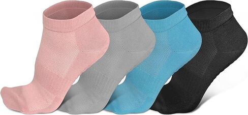 Women’s Pilates Grip Socks – 4 Pairs Non-Slip Ankle Socks with Silicone Grips for Yoga, Barre, Workout & More in Saudi Arabia