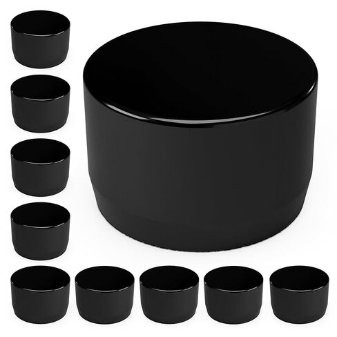 FORMUFIT 1" Furniture Grade External PVC End Cap in Black, 1.315" Actual Cap Diameter, Made in USA, UV-Resistant, Impact-Proof, Flat Cap for The Ends of PVC Pipe, 10-Pack in Saudi Arabia