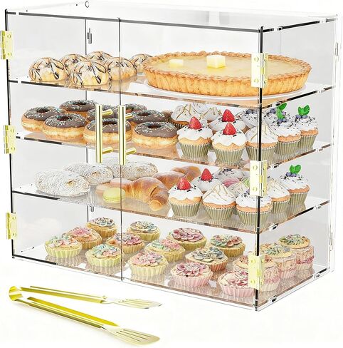 3 Tiers Clear Acrylic Counter Top Bakery Display Case 5mm high Impact PETG Panels Bread Case 19.5"X15"X10.2" Party Cake Cabinet in Kuwait
