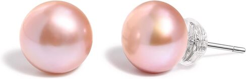 الأرجواني الوردي اللؤلؤ أقراط للنساء والرجال | 6-8MM لؤلؤة المياه العذبة الطبيعية | Hypoallergenic 925 Sterling Silver Silver Birthday & Anniversary Jewelry Gifts للنساء/الزوجة in Kuwait