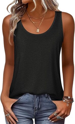 Zeagoo Womens Tank Tops Flowy Loose Fit Scoop Neck Casual Summer Tops Curvy Hem in Kuwait