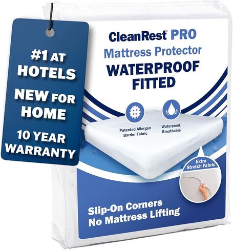 CleanRest Waterproof Mattress Fitted Sheet Protector, Ultimate Defense Against Spills and Wear, MicronOne Allergen Barrier, Breathable, Chemical-Free, Fits Mattress Depths 12" to 21" (California King) in Saudi Arabia