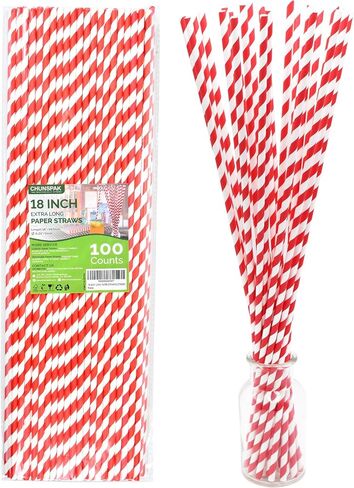 Biodegradable Pink Paper Straws for Drinking - 10 Inches Long, 0.24" Diameter, Pack of 100 in Saudi Arabia