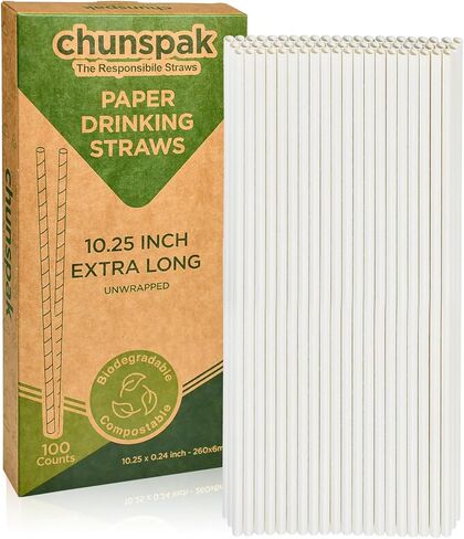 Biodegradable Pink Paper Straws for Drinking - 10 Inches Long, 0.24" Diameter, Pack of 100 in Saudi Arabia