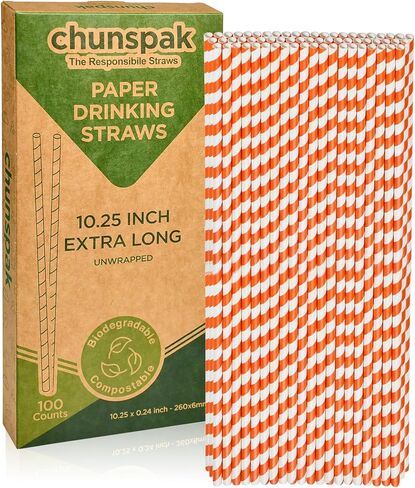 Biodegradable Pink Paper Straws for Drinking - 10 Inches Long, 0.24" Diameter, Pack of 100 in Saudi Arabia