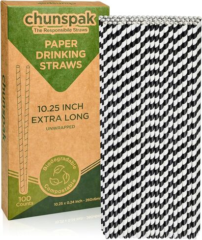 Biodegradable Pink Paper Straws for Drinking - 10 Inches Long, 0.24" Diameter, Pack of 100 in Kuwait