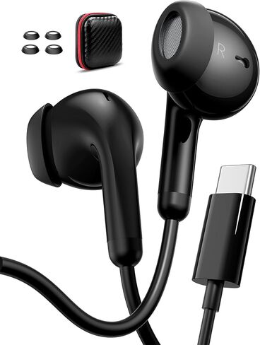 USB C Headphones for Samsung Galaxy A56 A54 A36 S25 Ultra S24 S23 S22 S21 Wired Earbuds with Mic for iPad Pro Air A16 Mini 7 Lightweight Small Ear Type C Earphones for iPhone 17 16 Pro Max 15 Plus 16e in Kuwait