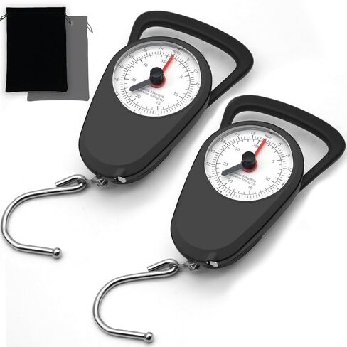 2PC Portable Luggage Weight Scale with Hook Fishing Hanging Scale Mechanical Kitchen, Multi-Purpose Travel Suitcase Scale with Tape Measure (80 Lbs) in Saudi Arabia