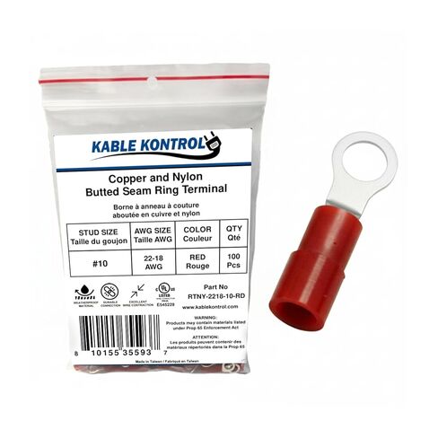 Kable Kontrol Nylon Insulated Ring Terminals - 16-14 AWG 100 Pcs UL Listed – Butted Seam Marine Grade Electrical Wire Crimp Terminals, Copper & Nylon, for Automotive, Marine HVAC, Aerospace - Blue in Saudi Arabia