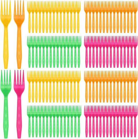 360 قطعة من شوكات بلاستيكية للاستعمال مرة واحدة بألوان قوس قزح من Tioncy شوك بلاستيكية ملونة للاستعمال مرة واحدة للنزهات والحفلات والمطاعم والمناسبات الخارجية (أحمر برتقالي أصفر أخضر أزرق أرجواني) in Kuwait