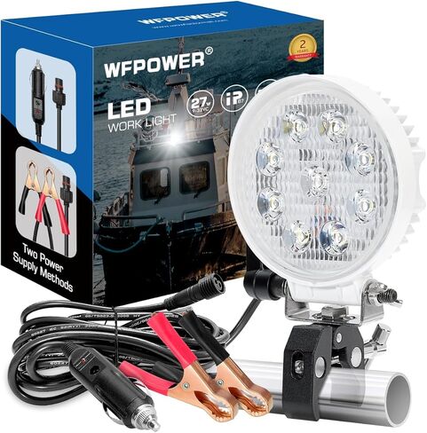 WFPOWER LED Boat Lights With Mounting Clamp, Flexible 6.3inch Super Bright Waterproof Marine Spotlights Flood Light Two Way Power 12V 24V LED Light Bar for Kayak Bass Jon Fishing T-Top Deck Truck in Kuwait
