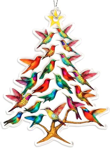 حلية عيد الميلاد الطائر الطائر ، حلي الطيور لشجرة عيد الميلاد ، ديكور معلق للباب ، الفناء ، في الهواء الطلق أو النوافذ ، هدايا الطائر الطنان للنساء ، فكرة تبادل الهدايا ، ديكور الحلي المنزلية in Kuwait