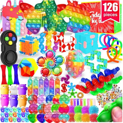 ألعاب Fidget ، 126 Pack Party Favors للأطفال 8-12 4-8 ، ألعاب الحسية بالتوحد التوحد التوحد ، ألعاب صندوق الكنز للفصول الدراسية ، حشوات التخزين ، غودي أكياس ، جوائز عيد ميلاد عيد الميلاد in Saudi Arabia