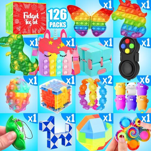 ألعاب Fidget ، 126 Pack Party Favors للأطفال 8-12 4-8 ، ألعاب الحسية بالتوحد التوحد التوحد ، ألعاب صندوق الكنز للفصول الدراسية ، حشوات التخزين ، غودي أكياس ، جوائز عيد ميلاد عيد الميلاد in Saudi Arabia