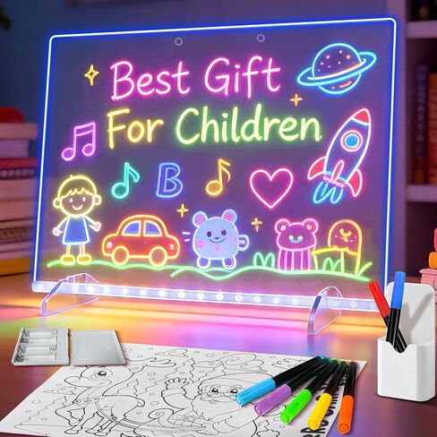 لوحة الرسم LED مع حزمة البطارية ، 13.7 "× 10" لوحة الملاحظات LED مع ألوان للأطفال ، لوحة الرسم الإضاءة لمدرسة المكاتب المنزلية ، هدايا أعياد الميلاد المخصصة للفتيات الفتيات in Kuwait
