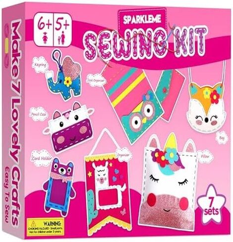 مجموعة خياطة الحرف للبنات: DIY Felt Mit For Kids تتراوح أعمارهم بين 5 و 10 سنوات ، 7 مشاريع ممتعة مع حيوانات ووسائد محشوة ، وتعلم خياطة للمبتدئين ، مثالية لعيد الميلاد وأفكار الفنون والحرف اليدوية in Kuwait