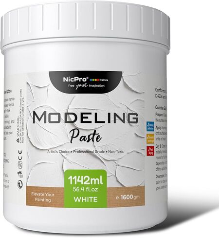 معجون النمذجة Nicpro 571 مل / 28.2 أوقية للطلاء الأكريليكي ، ووسط أكريليك عالي الكثافة لفن الملمس وسمكه ، معجون الملمس الهيكلي لطلاء قماش ، مشاريع فنية ، DIY ، تأثير ثلاثي الأبعاد in Saudi Arabia