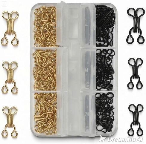 72 Pairs Hook and Eye Sewing Kit – Black and Silver Bra Hooks Replacement in Multiple Sizes, Ideal for DIY Clothing Repairs, Underwear Alteration, and Home Sewing, with Storage Box in Saudi Arabia