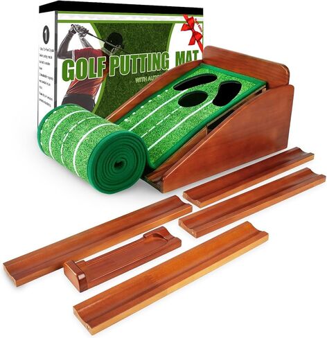 Putting Green Indoor,Golf Putting mat with Auto Ball Return – Premium Golf Putting Mat for Home, Office, or Outdoors – Perfect Golf Gift for Men & Women, Practice Anywhere in Saudi Arabia