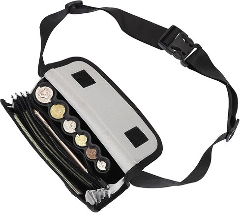 موزع عملة عملة الولايات المتحدة ، فاني حزمة مع نوادل الأوراق النقدية منظم عملة العملات المعدنية ، حقيبة تخزين عملة أسود مع حزام لخادم نادلة أمين الصندوق. in Kuwait