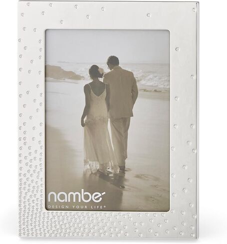 Nambe - مجموعة Dazzle - إطار صورة - مقاس 4 × 6 بوصة - مصنوع من طبق فضي وزجاج - صمم بواسطة Scott & Torrie Morrison in Kuwait
