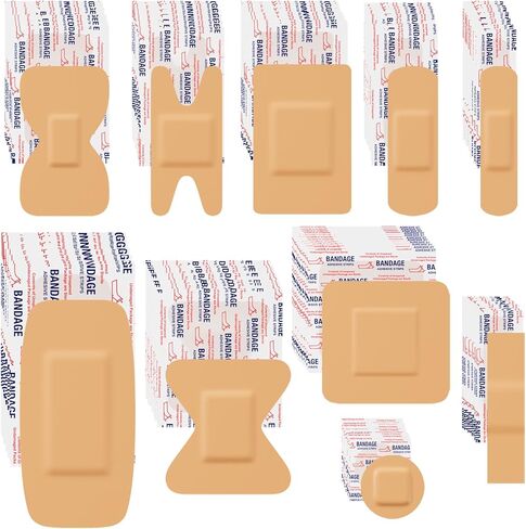 Assorted Bandage Variety Pack - 800 Pcs, Waterproof & Breathable Large Adhesive Fabric Bandage Bulk Pack for First Aid Supplies and Wound Protection (10 Styles) in Saudi Arabia