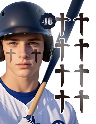 96 Pairs Eye Black Stickers, Sports Face Eyeblack Sticker for Baseball Football Softball Themed Party Birthday Party Supplies in Kuwait