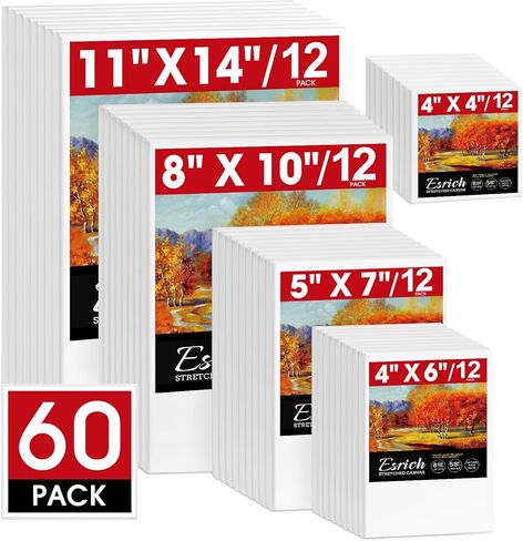 Stretched Canvases for Painting, 8PCS Multi Pack Canvas 3x5", 5x7", 8x10", 10x12"(2 of Each), Acid-Free Wood Frame Blank Canvas, Art Canvas Pre Primed for Acrylic, Oil Painting, Tempera Paintings. in Saudi Arabia