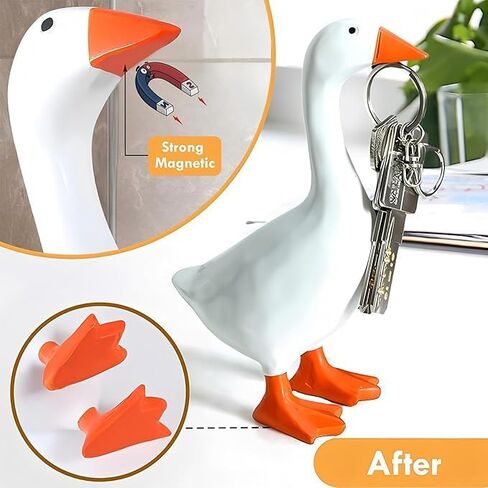 Desk Goose Magnetic Key Holder 7 Inch Mini Goose Statue for Desk or Table, Cute Resin Decor for Keys, Funny Goose Figurine for Office Table or Home, Silly Gift Idea in Kuwait
