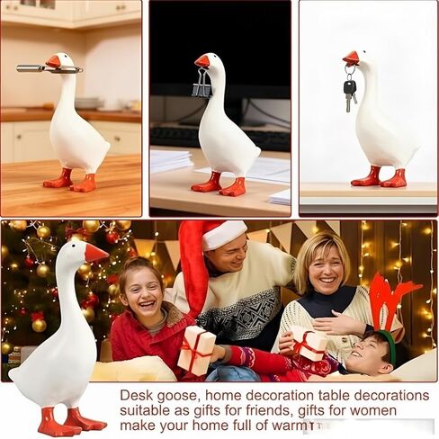 Desk Goose Magnetic Key Holder 7 Inch Mini Goose Statue for Desk or Table, Cute Resin Decor for Keys, Funny Goose Figurine for Office Table or Home, Silly Gift Idea in Kuwait