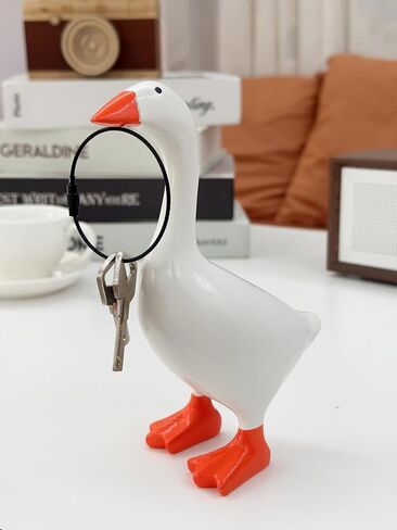 Desk Goose Magnetic Key Holder 7 Inch Mini Goose Statue for Desk or Table, Cute Resin Decor for Keys, Funny Goose Figurine for Office Table or Home, Silly Gift Idea in Kuwait