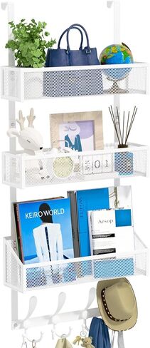 فوق منظم خطافات الباب ، رف معطف فوق رف منشفة شماعات تخزين الباب ، الجزء الخلفي من منظم تخزين الباب للحمام ، غرفة نوم ، مطبخ ، مكتب (أبيض 3 مستويات) in Kuwait