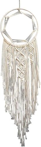 Bohemian Moon Round Dream Catcher Macrame Boho Craft Wall Hanging Home Decoration Handmade Design Dreamcatchers Tassel Ornament Gift Bedroom Nursery Christmas Wall Decor (Dark Green) in Kuwait