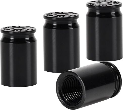 Tire Valve Stem Caps, Diamond Knurled Pattern Anodized Aluminum for Car, Motorbike, Trucks, Bike, Bicycle, Black, Set of 4 in Saudi Arabia