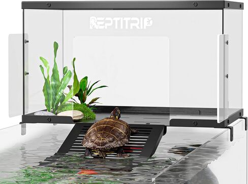 منصة ورسام السلحفاة والرصيف - منحدر سلحفاة من الفولاذ المقاوم للصدأ ، السطح غير القابل للانزلاق - يناسب الخزانات العريضة 18-20 بوصة ، 40/50 // 59/65/75/90/100/125/150 جالون جالون in Kuwait