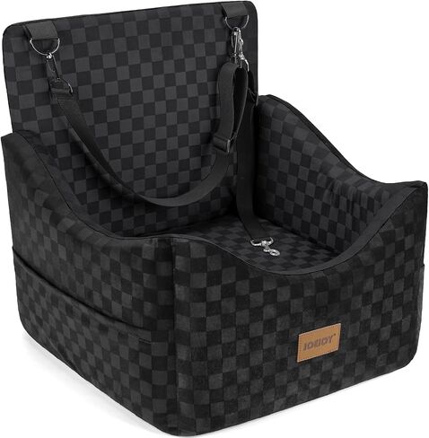 JOEJOY Dog Car Seat for Medium/Large Dogs - Reversible Dual-Sided Travel Dog Car Bed with Memory Foam, Washable Pet Booster Seat for Dogs up to 55 lbs or 2 Small Dogs, 2 Safety Leashes (Black/Grey) in Saudi Arabia