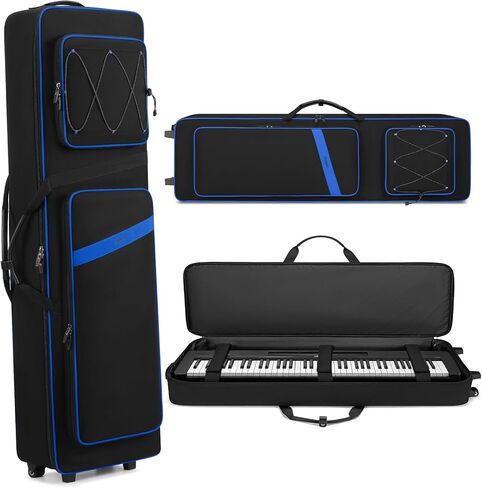 BOSSTIN 88 Key Keyboard Case with Wheels, Inner Size: 53"x 15"x 7", Waterproof Padded Rolling Gig Bag Keyboard Piano Case for 88 Key Piano Keyboard in Kuwait