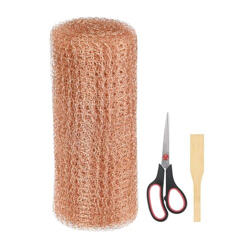 1-Set Copper Mesh 5 Inch x 32.8ft, Copper Wool Rustproof Mesh Roll W Precision Scissor and Wood Stick for Mouse Hole Filler/Pest Control Hole/Gap Filler/Blocking Garden House in Saudi Arabia