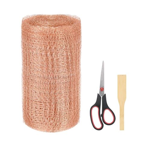 1-Set Copper Mesh 5 Inch x 32.8ft, Copper Wool Rustproof Mesh Roll W Precision Scissor and Wood Stick for Mouse Hole Filler/Pest Control Hole/Gap Filler/Blocking Garden House in Saudi Arabia