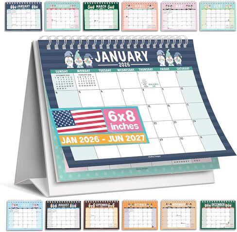 التقويم المكتبي الصغير 2026-2027 - تقويمات مكتب الوجه الدائم 2026 ، 18 شهرًا تقويمًا من يناير 2026 إلى يونيو 2027 ، مخطط تقويم سطح المكتب Magnolia للمنزل ، المدرسة ، المكتب in Saudi Arabia