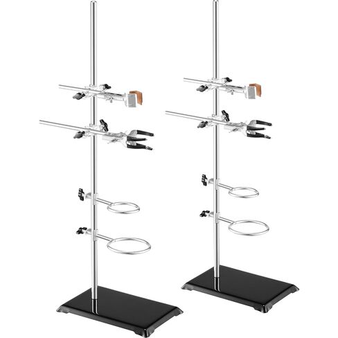 VEVOR Laboratory Support Stand Sets, Set of 2, Steel Lab Stand with 23.6 in Rod and 8.3 x 5.3 in Cast Iron Base, Includes Flask Clamps, Burette Clamps, and Cross Clamps in Saudi Arabia