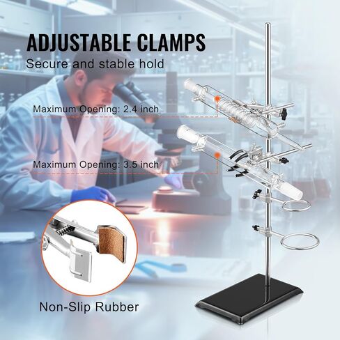 VEVOR Laboratory Support Stand Sets, Set of 2, Steel Lab Stand with 23.6 in Rod and 8.3 x 5.3 in Cast Iron Base, Includes Flask Clamps, Burette Clamps, and Cross Clamps in Saudi Arabia