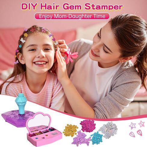 Hair Gem Stamper Kit for Girls ، بالإضافة إلى Gems Hair Gems للفتيات مع 600 تصحيح بريق الشعر ، لا توجد مصففات مصففات مصففات فنية ، أدوات الشعر ذات الشعر القابل لإعادة الاستخدام. in Saudi Arabia