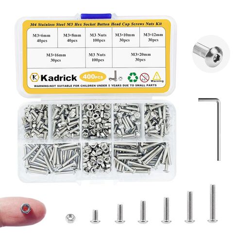KADRICK 840Pcs M3 Countersunk Screws,M3 Flat Head Screws,Phillips Bolts Nuts Washers Assortment Kit,Zinc Plated,Lenth of 6MM-25MM in Kuwait